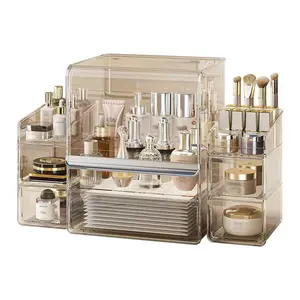 Large Capacity Makeup Box Set, Fashion Luxury Acrylic Transparent Storage, Makeup Organizer, Suitable for Eyebrow Pencils Lipstick Skincare, Bedroom Bathroom Accessories