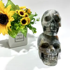 IG Crystal 1 Count Moss Agate Skull Crystal Carving Natural Stone Gem Mining Chakra Balancing Reiki Healing Crystal Mystery Crystal Display Crystal Shopping Online Home Office Decor