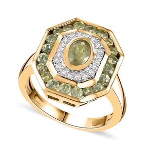 Octagonal design retro style ring,An elliptical light green main stone paired with fully inlaid synthetic zirconia.Suitable for daily commuting and light social occasions.Unique gifts for friends.Premium quality ring.Minimalist fashion ring.