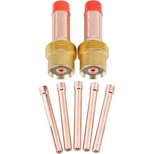 TIG Gas Lens Collet Body 45V26 3/32"&2.4mm TIG Collet 10N24 for TIG Welding Torch WP-17, 18 & 26 Series Consumables 7-pk