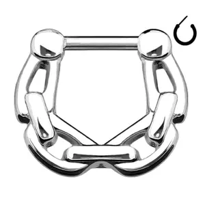 16 Gauge 316L Surgical Steel Chain Septum Clicker That Fits Standard Size Septum Piercing