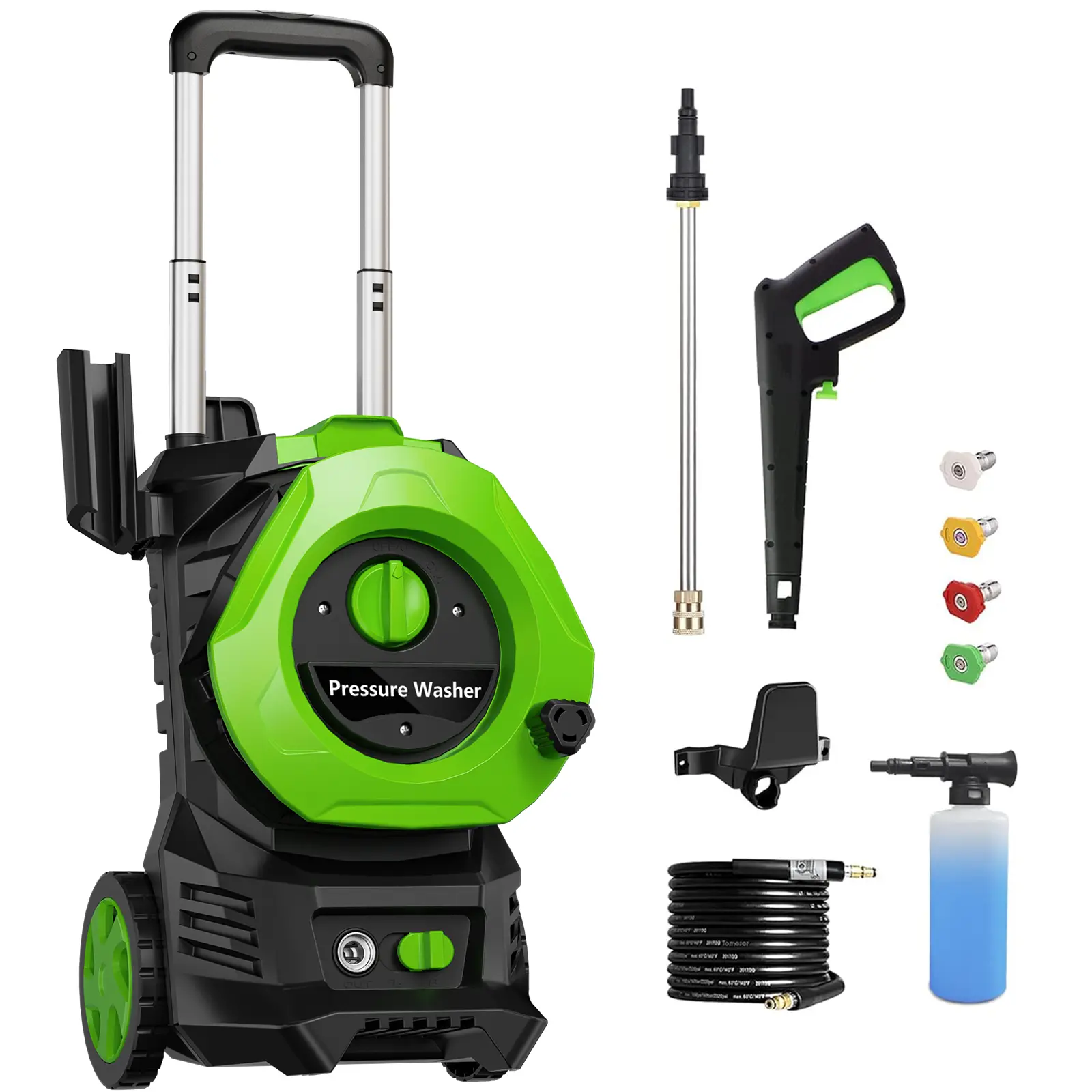 Electric Pressure Washer 4200PSI MAX 2.5GPM, Efficient Dirt Removal, Broad Cleaning Coverage, with 4 Adjustable Nozzle, 500ML Foam Cannon, Stainless Steel Lance, Total Stop System for Car Wash, Home, Patio, Yard, Outdoor, Driveway Cleaning