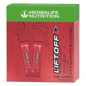 Herbalife Nutrition Liftoff  Pomegranate Berry Burst  30 Stick Packs Vitamin Enriched Energy Drink Mix with Caffeine & B Complex Vitamins for Alertness