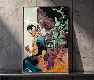 Invincible Team Poster, Superhero Comic Collage Wall Art, Animated Series Print, Room Decor for Fans