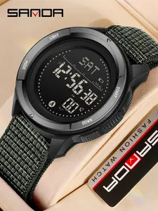 Men's Sporty Digital Watch, 2024 New Style Fashionable Digital Watch with Digital Display, Waterproof Electronic Watch with Box for Men, Tactical Sport Watch