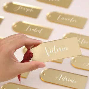 20pcs Hollow Acrylic Desktop Decorations, Arc-Shaped Luggage Tags, Mirror Name Plates, Wedding Guest Guide Cards and Seat Number Stands