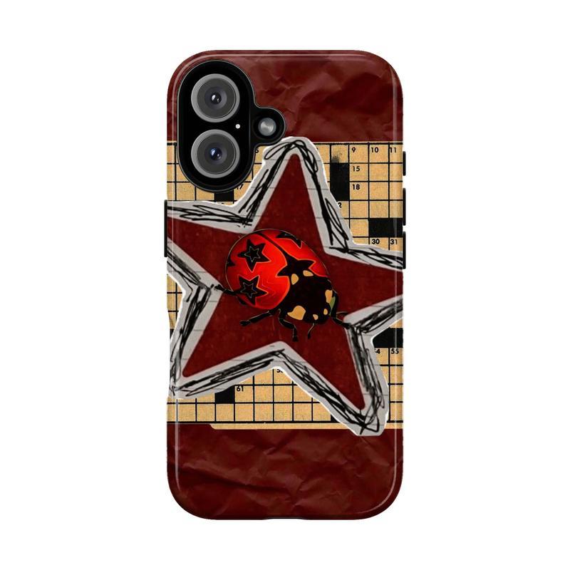 Ladybug Pattern Phone Case Collection – Denim Daisies, Stars, Grid, Polka Dots & Plaid Nature-Inspired Whimsical Aesthetic | Tough Protective Cover | Playful Trendy Gift | Compatible With iPhone 11–17