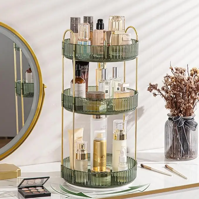 360° Rotating Makeup Organizer - Large Capacity Cosmetic and Skincare Dresser | Spinning Perfume Organizer Vanity Shelf for Makeup, Perfume, and Skinc