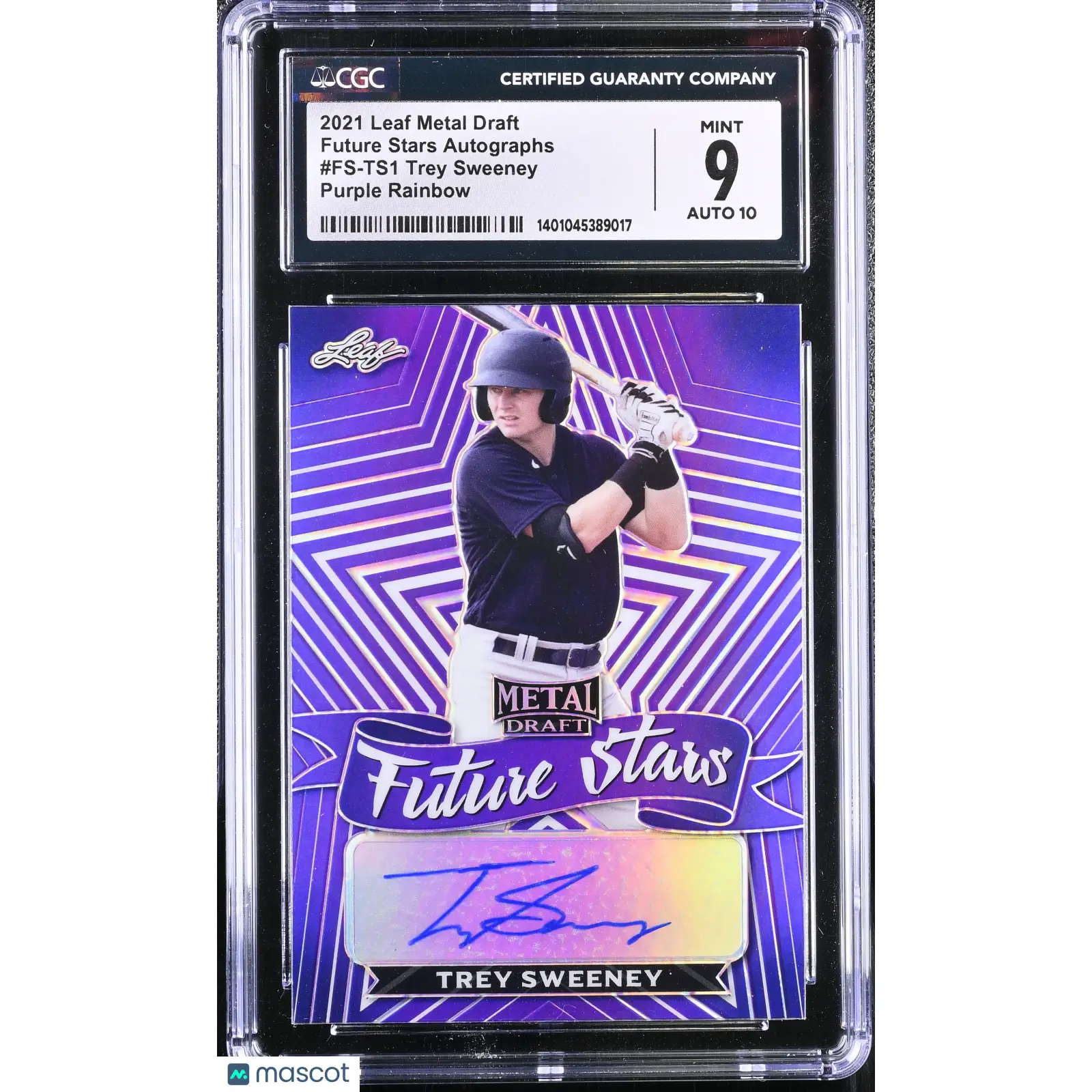 Trey Sweeney CGC 2021 Metal Draft #FS TS1 Purple Rainbow Auto 6/25 Baseball 9