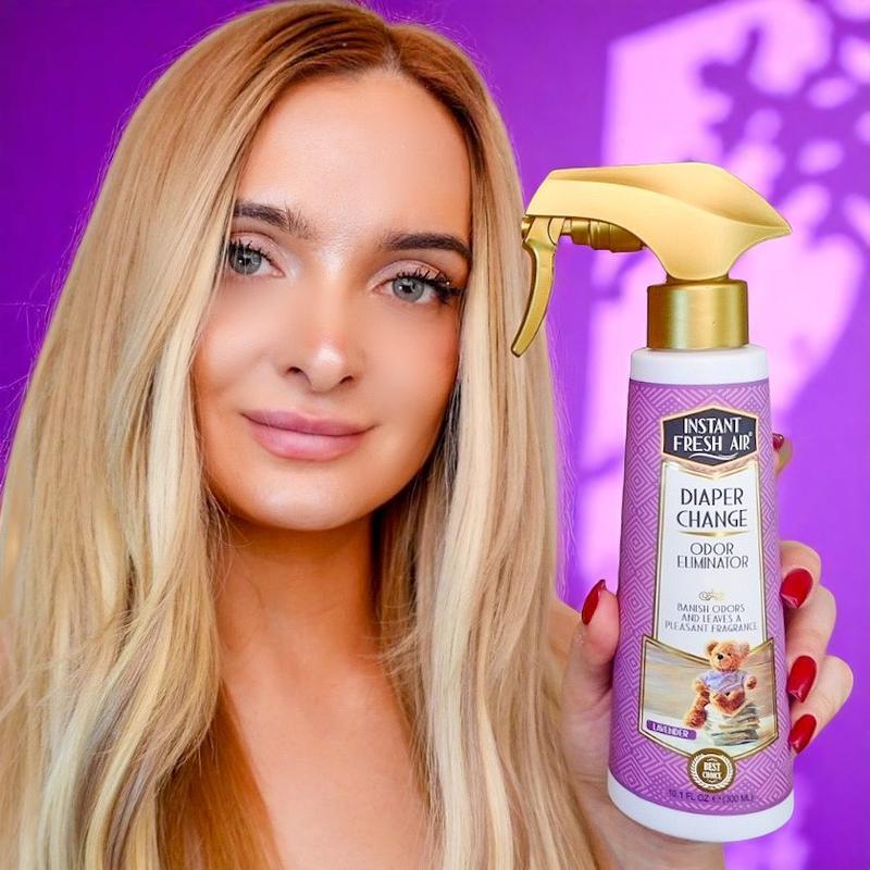 Pleasant DIAPER CHANGE Odor Eliminator & Air Freshener Spray Bottle 10.1 Oz Lavender Scented Eco-Friendly No Propellants – Fragrance Airfreshener Laundry Urine Deodorizing Deodorizer Baby Essentials Diaper Bag – INSTANT FRESH AIR