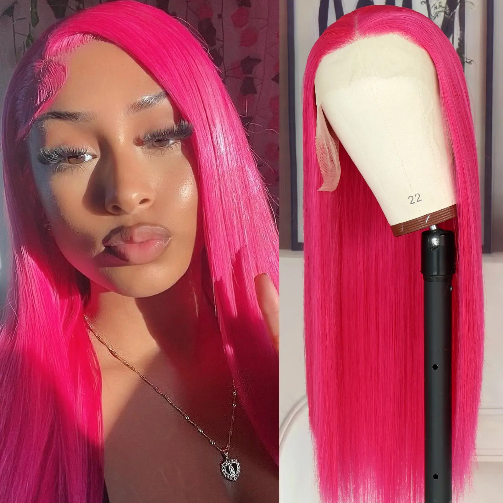 Aodbar 28-Inch Long Straight Synthetic Wig, 13*6 Transparent  display picture 1