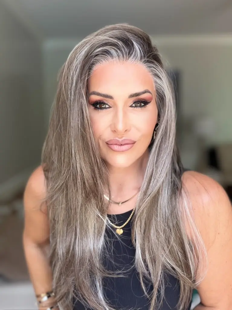 IMstyle Arya Cool Tone Taupe Brown with Silver Ash Blonde Balayage Silky Layer Glueless 13*4 Free Parting Lace Front Wig For Daily Wear