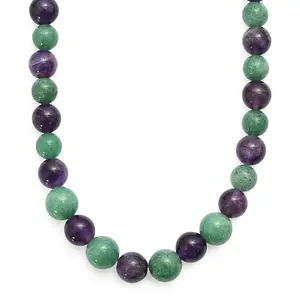 Green Aventurine and Amethyst 335.00 ctw Beaded Necklace in Platinum Bond 20 Inches Christmas Gifts Green Aventurine and Amethyst 335.00 ctw Beaded Necklace in Platinum Bond 20 Inches Christmas Gifts