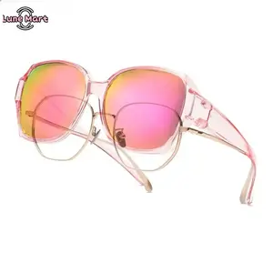 Luce Trendy Oversized Polarized Over Sunglasses - UV400 Anti-Glare, Bold Geometric Frame, Lightweight Flexible Design for Women & Men, Wear Over Prescription Glasses for Driving, Outdoor Use