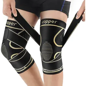 （1 Pack）Copper Knee Braces with Strap for Knee Pain Women and Men, Knee Compression Sleeve for Arthritis, ACL, Meniscus Tear, Joint Pain Relief, Knee Support for Working, Running, Weightlifting(M)