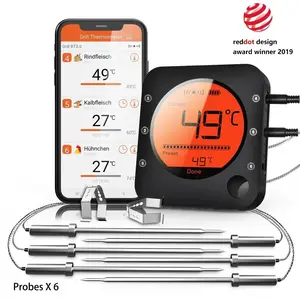 Meat Thermometer Bluetooth Digital BBQ Kitchen Thermometer Support 6 Probe for Smoker Cooking Grill Oven Candy