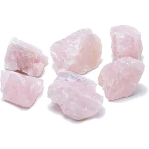 1 lb Bulk of Natural Raw Rose Quartz Stones with Carry-On Crafted Fabric Bag for Wicca, Reiki & Crystal Healing