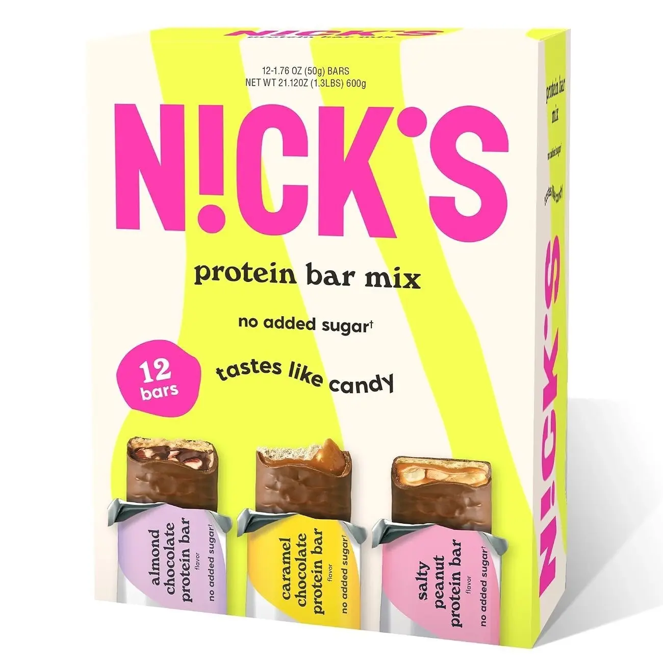 Nick’s Peanut Butter Protein Bars – 12-Count Box | High Protein, Low Calories, Low Carbs, Keto Friendly, No Added Sugar