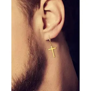 Street Style Cross Design Dangle Earrings for Gift, 6pcs Fashion Stainless Steel Ear Piercing Jewelry for Women and Men, Casual All-match Accessories for Party, Daily WearGift