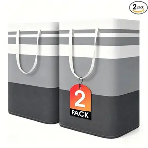 2 Pack Large Laundry Basket 75L Capacity Collapsible Clothes Hamper with Reinforced Handles Portable Storage Bag for Laundry Room Organization Master Bedroom Closet Decor Modern Gray Aesthetic Home Essentials Space Saving Storage for Dorms 2026