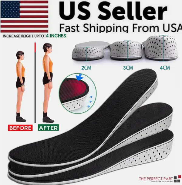 Men Women Invisible Height Increase Insoles Heel Lift Taller Shoe Inserts Pad US Footwear Comfort
