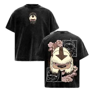 Appa Avatar The Last Airbender Vintage Washed Oversized Anime T-Shirt, Yip Yip Cute Graphic Tee, Cozy Aesthetic Streetwear, Heavyweight Cotton Unisex Gift
