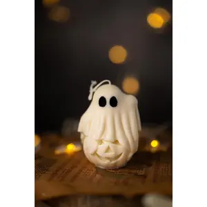My Sunshine Candles Ghost Candles Halloween Decorations - Eco Friendly Soy Wax - Unique Ghost Design - Perfect for Gifting or Personal Use - Cozy Autumn Ambiance - Handmade with Painted Black Eyes