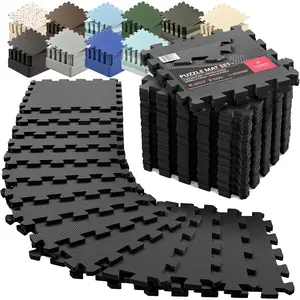 Gym Mats Set - 18 pcs EVA Interlocking Foam Floor Tiles (12.6"x12.6"x0.4") 18sqft Protective Gym Flooring Sports Home Workout Exercise Mats Puzzle Garage Fitness Play-Room Garage Pool Treadmill