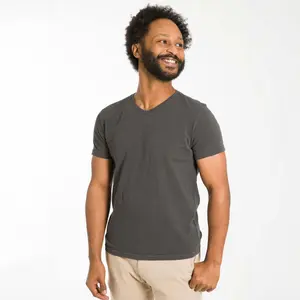 Charcoal Textured V Neck Tee