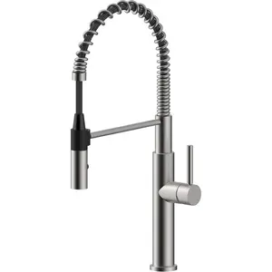 Kitchen Faucet with Pull Down Sprayer - Commercial High Arc Stainless Steel Kitchen Sink Faucet, Single Handle Kitchen Faucets for RV Bar Laundry Farmhouse Camper Outdoor Brushed