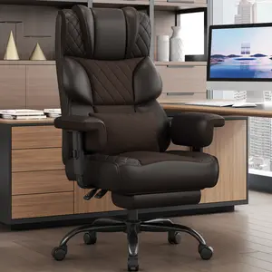 Vonesse Big and Tall Office Chair, Computer Chair with Soft Adjustable Armrests, Ergonomic Gaming Chair with Breathable Linen Design, Executive Chairs with Footrest V3048A