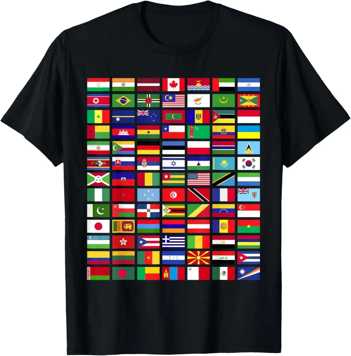 World Flags Graphic T-Shirt, International Travel Lover Tee, 287 Countries Flags Design Shirt, Global Culture Casual Short Sleeve Crew Neck Top for Men Women, Unisex Geography Gift Apparel for Travelers and Flag Collectors