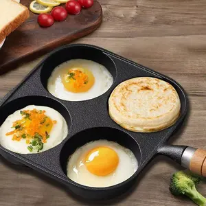 New Cast Iron Egg Frying Pan for Hamburger Waffle Quail Egg Deepened Egg Dumpling Non-stick No Coating Pan Ideal for Home Cooking with Excellent Heat Distribution and Easy Cleaning