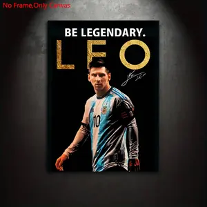 1 piece/set of frameless canvas painting print poster, classic realistic art, football player Messi be legendary, very suitable for sports culture lovers, perfect gift for bedroom, living room, kitchen, dormitory corridor, mural, wall decoration