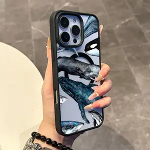 Chic Magnetic Case for iPhone11/12/13/14/15/16/17/promax Whale Watercolor Pattern MagSafe Ready, Anti-Slip, Ultra Thin | Aesthetic Touch for Daily Use
