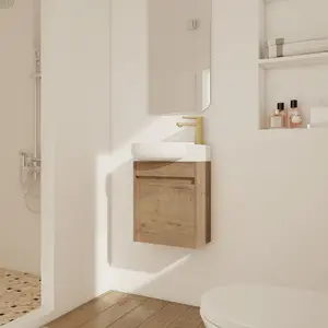 Hardware Soft Close Doors Bathroom Vanity With Sink,16 Inch  For Small Bathroom