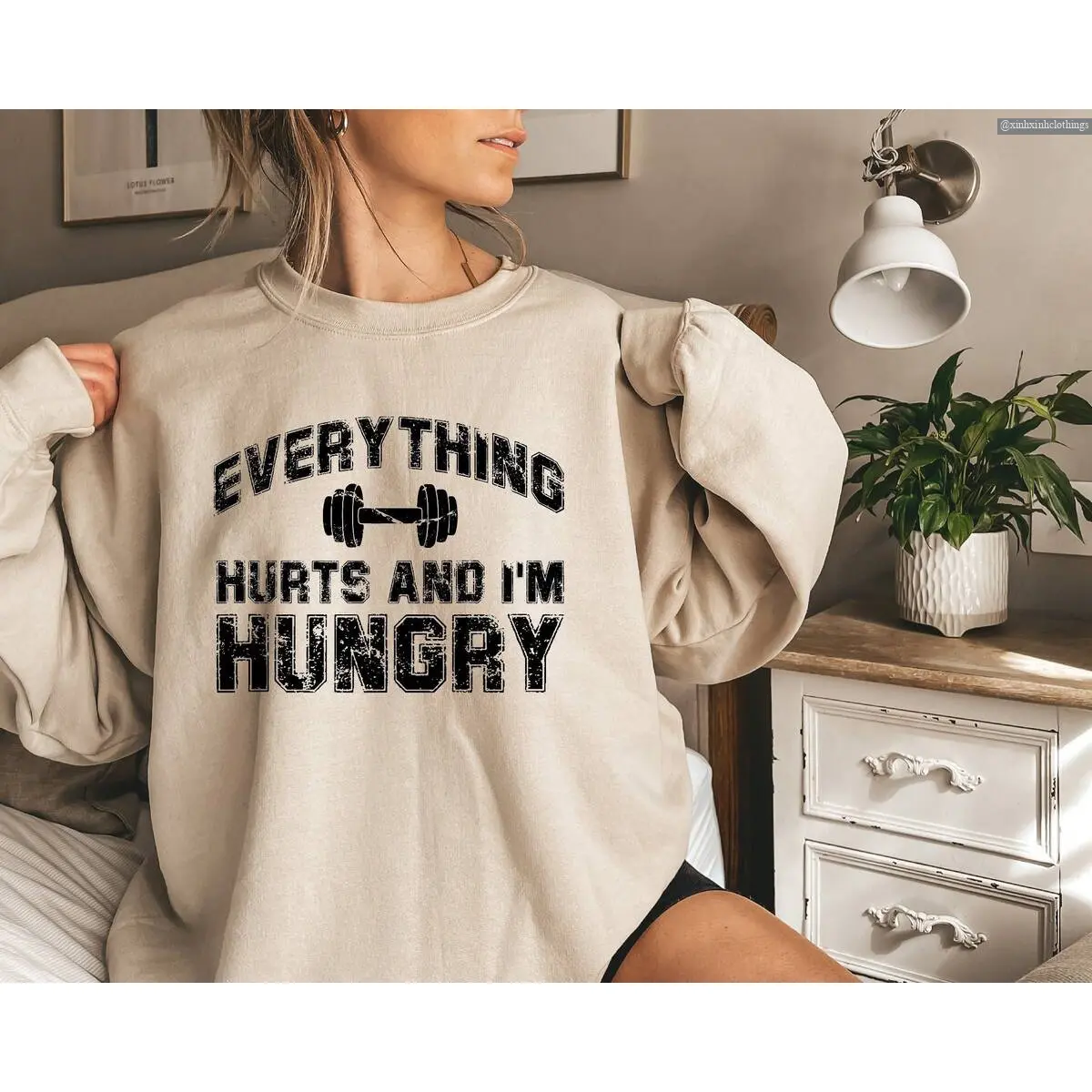 Everything Hurts And I'm Hungry Sweatshirt Gym Hoodie Fitness Lover Shirt Workout Sweater , Hottrend Fashion