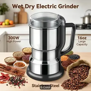 Electric Coffee Grinder, Easy Operation 300W 25000RPM 8 Blades Spice Grinder, Multifunctional Dry Grain Mill For Coffee Beans Spices Nuts Grains, Stainless Steel Grinder For Home Kitchen, Cafe, RV & Camping High-Power