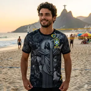 Brazil Soccer Jersey — Christ Redeemer Tee — Unisex Football Shirt