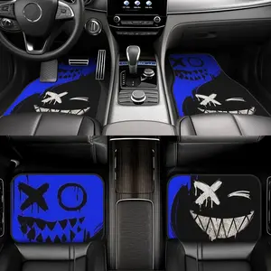 4-Piece Graffiti Demon Cartoon Pattern Car Floor Mat - Polyester Front and Front Seat Protection Mat, suitable for all models
