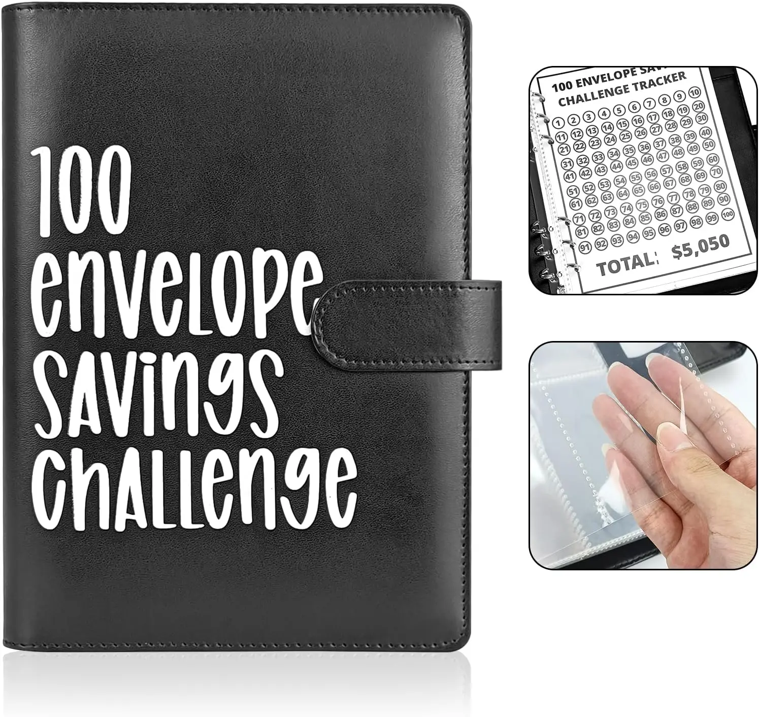 100 Envelope Challenge Binder Money Saving Binder, Easy and Fun Way to Save $5,050, Cash Stuffing Binder Budget Planner Savings Challenge Book