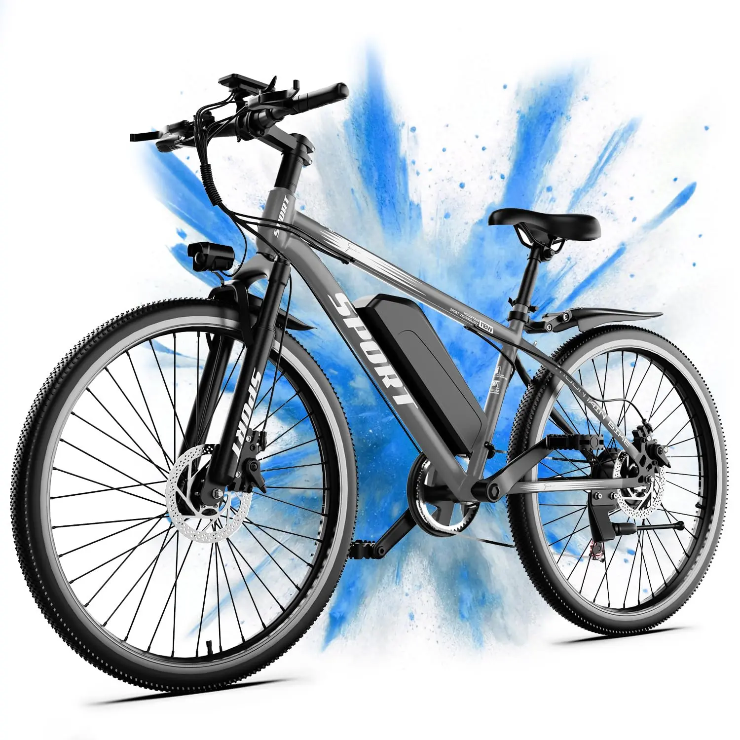 Adult 26" Electric Mountain Bike 1500W Peak Motor 48V 10.4Ah Removable Battery 25 MPH Speed 65 Mi Range 7-Speed Outdoor Sports Cycling Commuting E-Bike