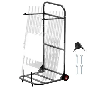VEVOR Folding Chair Rack, 300 LBS Capacity, L-Shape Vertical Placement Chair Cart for 25 Chairs, Heavy-Duty Metal Chair Storage Dolly with Rubber Wheels, Multi-Function Chair Holder, Matte BlackVEVOR Super Brand Day