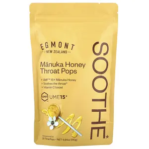Egmont Honey Manuka Honey Throat Pops, UMF™ 15+, 20 Throat Pops, 4.94 oz (140 g)