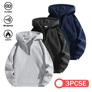 Men's Solid Color Base Hoodie, Autumn And Winter Regular Style Casual Long Sleeve Hoodie, Men'S Everyday Wear, Thanksgiving Outfit winter  birthday  outfit Vintage Loose Sweatshirt quarter  zip  men korean  fashion  outfits