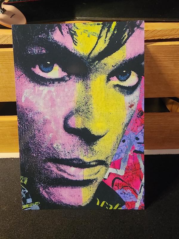 Mini Prince Pop Culture Music Icon Poster 4x6 Inches Vibrant Abstract Design Bold Red Black Blue Shapes Ideal for Walls Desks Shelves