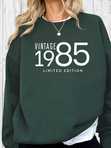 1985 For 1985 Sweatshirt Birthday Year Sweater for Women 40th Birthday Gift Custom Year Sweatshirt Funny 40 Year Old,Women's Plain Drop Shoulder Pullover, Casual Long Sleeve Round Neck Sweatshirt for Fall & Winter, Women's Clothes for Daily Wear