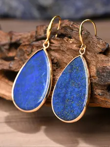 Natural Lapis Lazuli Dangle Earrings Water Drop Shape Copper Alloy Framework, Vintage Jewelry for Party, Daily Clothing Decor, Trendy All-match & Exquisite Jewelry for Birthday Gift
