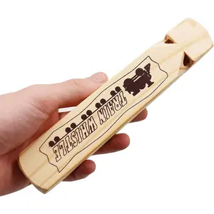 Solid Wood Train Whistle 4 Tones Noisemaker Toys and Conductor Whistle for Birthday Party Carnival Prize Game Cheering Prop or Educational 1PCS