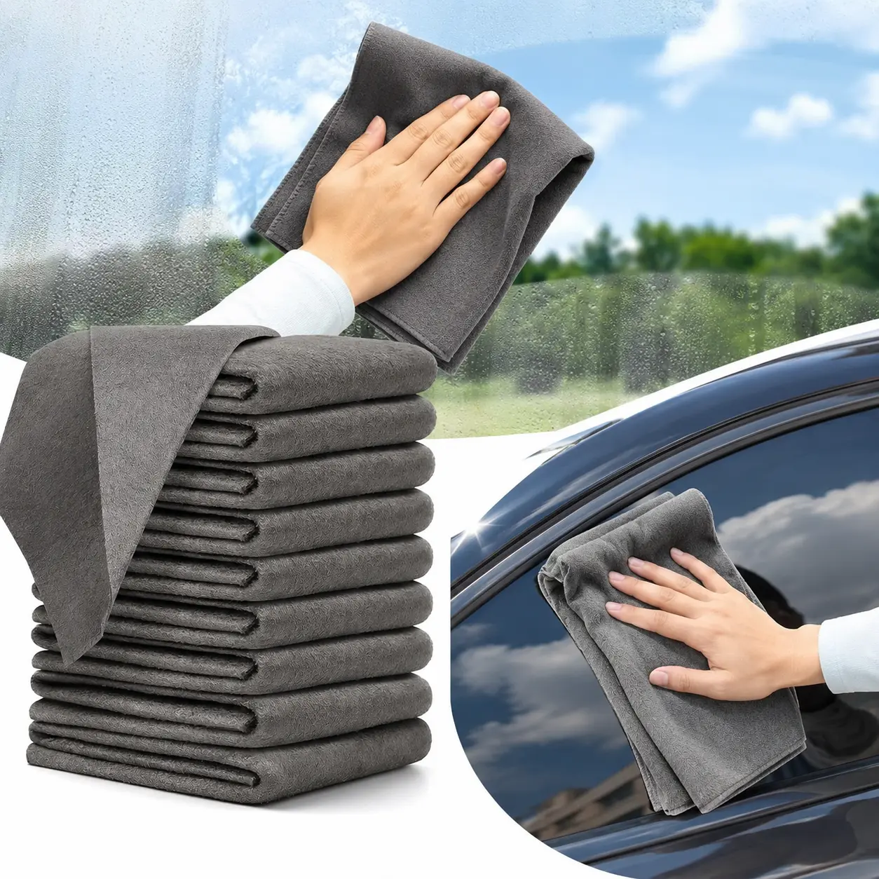 10 Counts Thickened Magic Cleaning Cloth, Microfiber Streak Free Cloth, Reusable Magic Fiber Towels Rags, Cleaning Cloths With Multipurpose Use, Miracle Cloths For Glass, Vehicle Windows